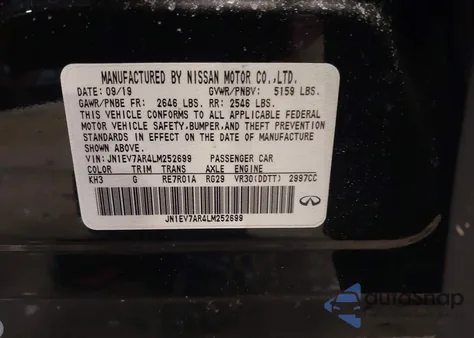 2020 Infiniti Q50 Luxe Awd from USA, damaged, VIN JN1EV7AR4LM252699